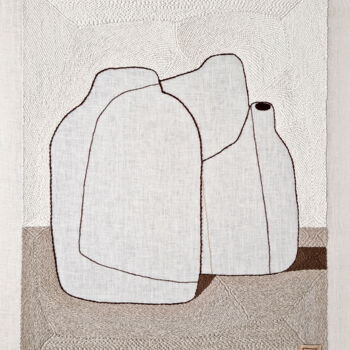 Textile Art με τίτλο "Vase Composition VI…" από Milena Paladino, Αυθεντικά έργα τέχνης, Κέντημα