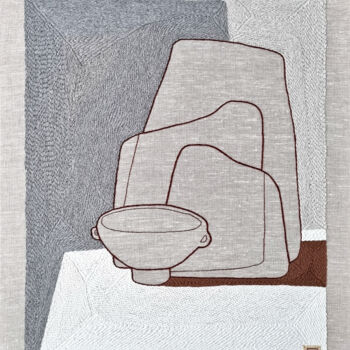 Textile Art titled "Vase Composition I’…" by Milena Paladino, Original Artwork, Embroidery
