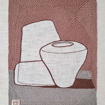 纺织艺术 标题为“Vase Composition VI…” 由Milena Paladino, 原创艺术品, 刺绣