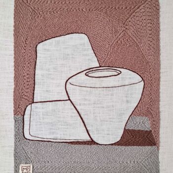 Art textile intitulée "Vase Composition VI…" par Milena Paladino, Œuvre d'art originale, Broderie