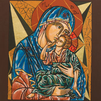 Pintura titulada "Icona della Madre d…" por Milena Pisano, Obra de arte original, Acrílico