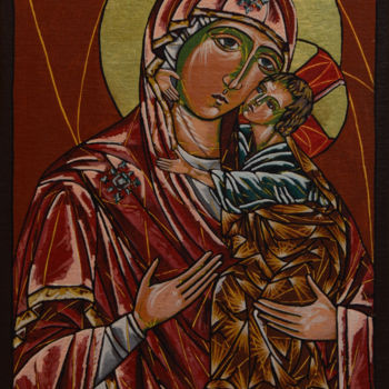 Painting titled "La Vergine Miserico…" by Milena Pisano, Original Artwork, Acrylic