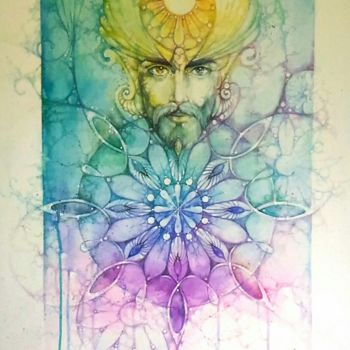 Peinture intitulée "Mandala Harmony/Ман…" par Milena Sochilina, Œuvre d'art originale, Aquarelle