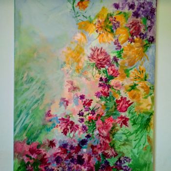 Painting titled "Fiori in cielo" by Milena Aere, Original Artwork, Acrylic