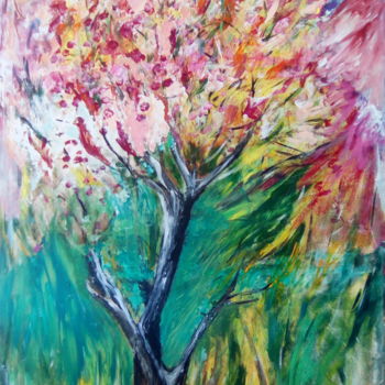 Peinture intitulée "albero-fiorito.jpg" par Milena Aere, Œuvre d'art originale, Acrylique