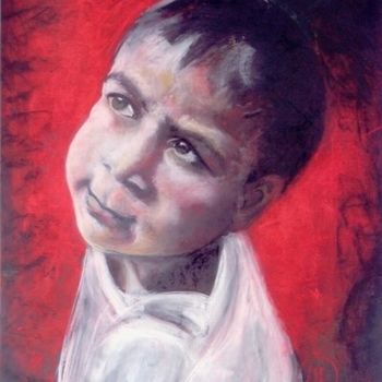 Painting titled "Bambino afgano" by Milena Crupi, Original Artwork