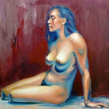 Painting titled "After 9" by Milena Hristova, Original Artwork, Oil