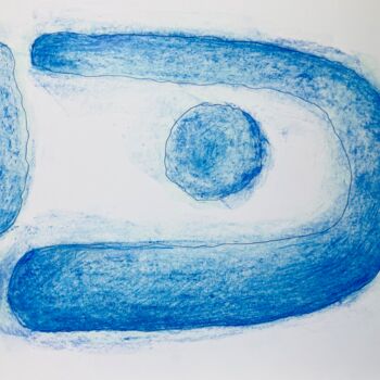 Tekening getiteld "Blue nest" door Miler Art, Origineel Kunstwerk, Pastel