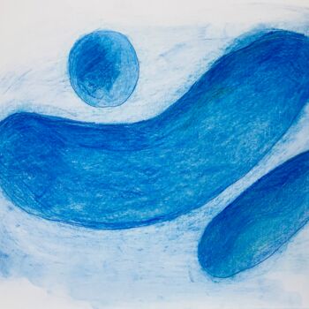 Tekening getiteld "Blue space" door Miler Art, Origineel Kunstwerk, Pastel