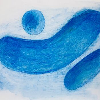 Drawing titled "Blue space" by Miler Art, Original Artwork, Pastel