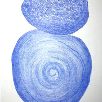 Desenho intitulada "Dos Gardenias Azul" por Miler Art, Obras de arte originais, Lápis