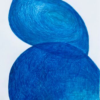 Dessin intitulée "BLUE LAKES" par Miler Art, Œuvre d'art originale, Crayon