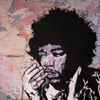 Pittura intitolato "Hendrix" da Fred Milesi, Opera d'arte originale