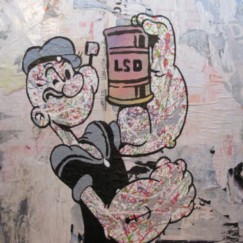 Pittura intitolato "POPEYE LSD" da Fred Milesi, Opera d'arte originale