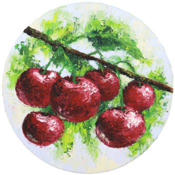 Painting titled "Cherry" by Yulia Zhdanovich (MiliArt), Original Artwork, Acrylic Mounted on Wood Stretcher frame