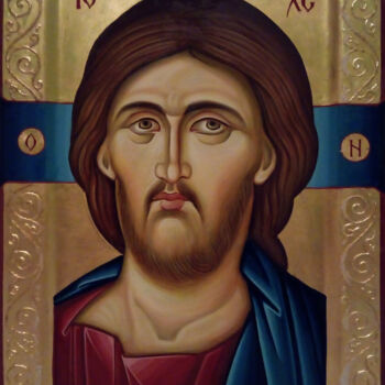 Malerei mit dem Titel "Jesus Christ (egg t…" von Miljana Marković, Original-Kunstwerk, Pigmente