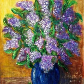 Painting titled "Lilac bouquet ." by Milka Urbaníková, Original Artwork, Acrylic