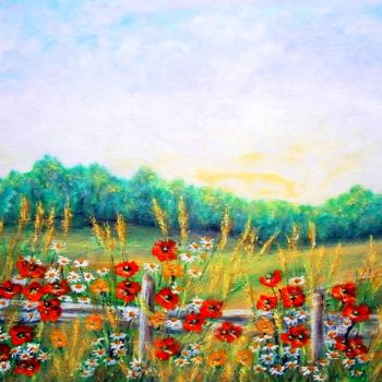 Painting titled "When summer paintin…" by Milka Urbaníková, Original Artwork, Acrylic