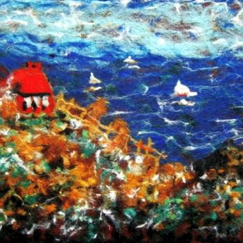 Painting titled "House on a hillside…" by Milka Urbaníková, Original Artwork, Other