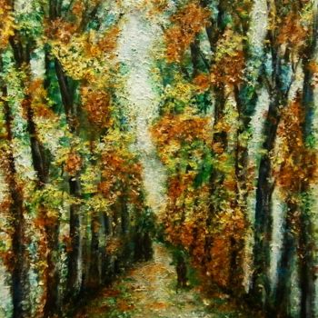 Painting titled "A walk in the park…" by Milka Urbaníková, Original Artwork, Acrylic