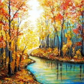 Painting titled "When the autumn col…" by Milka Urbaníková, Original Artwork, Acrylic