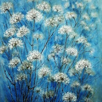 "White flowers yarro…" başlıklı Tablo Milka Urbaníková tarafından, Orijinal sanat, Akrilik