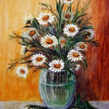 Malerei mit dem Titel "Daisy in a vase ..." von Milka Urbaníková, Original-Kunstwerk, Acryl