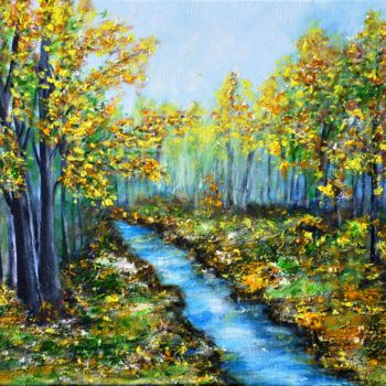 Painting titled "When the autumn col…" by Milka Urbaníková, Original Artwork, Acrylic