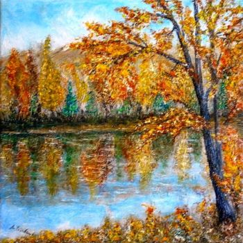 Pintura titulada "When the autumn col…" por Milka Urbaníková, Obra de arte original, Oleo