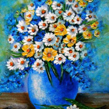 Painting titled "Flowers of summer 11" by Milka Urbaníková, Original Artwork, Acrylic