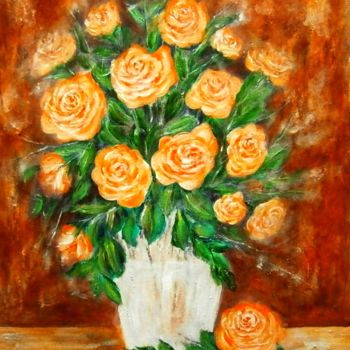 Painting titled "Still life of roses." by Milka Urbaníková, Original Artwork, Acrylic