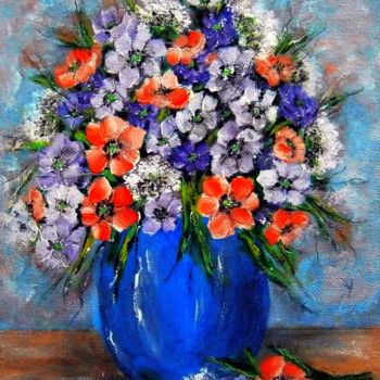 Картина под названием "Flowers of summer 14" - Milka Urbaníková, Подлинное произведение искусства, Акрил