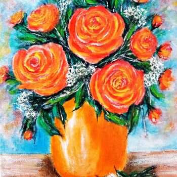 Painting titled "Flowers of summer 15" by Milka Urbaníková, Original Artwork, Acrylic
