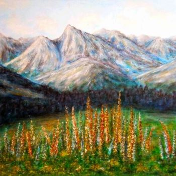 Картина под названием "There the Tatras.." - Milka Urbaníková, Подлинное произведение искусства, Акрил