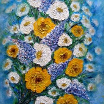"Bouquet of flowers" başlıklı Tablo Milka Urbaníková tarafından, Orijinal sanat, Petrol