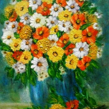 Peinture intitulée "Flowers of summer 20" par Milka Urbaníková, Œuvre d'art originale, Huile