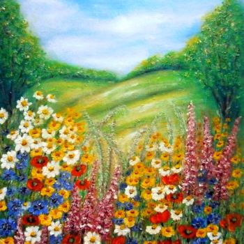 Pintura titulada "Meadow flowers 6" por Milka Urbaníková, Obra de arte original, Oleo
