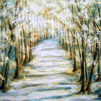 Painting titled "Winter country 1.." by Milka Urbaníková, Original Artwork, Acrylic