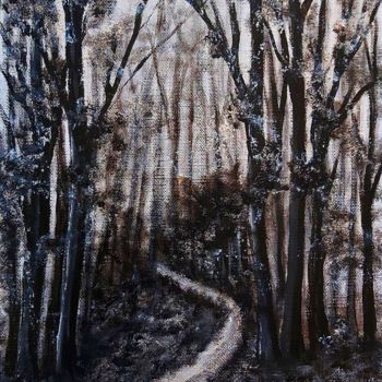 Painting titled "In the dark forest…" by Milka Urbaníková, Original Artwork, Acrylic