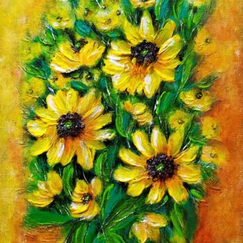 Peinture intitulée "Sunflowers 2" par Milka Urbaníková, Œuvre d'art originale, Acrylique