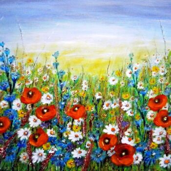 Painting titled "Meadow flowers 8" by Milka Urbaníková, Original Artwork, Acrylic