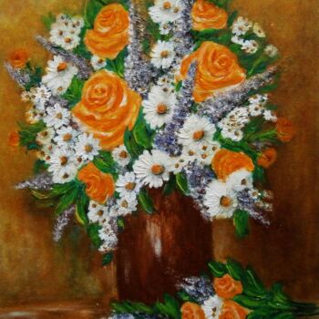 Painting titled "Bouquet of meadow f…" by Milka Urbaníková, Original Artwork, Acrylic