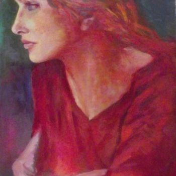 Painting titled "la-donna-in-rosso.j…" by Milla, Original Artwork, Oil