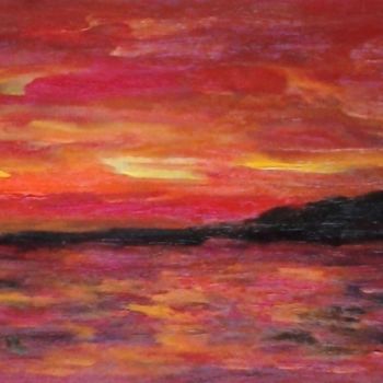 Painting titled "lights at sunset" by Milla, Original Artwork, Oil