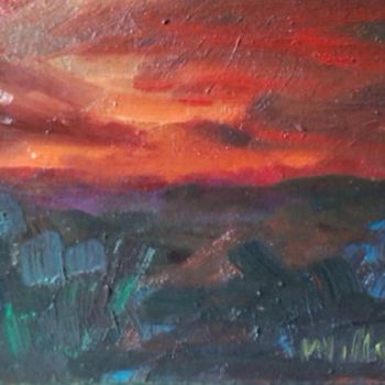 Schilderij getiteld "tramonto-sulla-coll…" door Milla, Origineel Kunstwerk, Olie