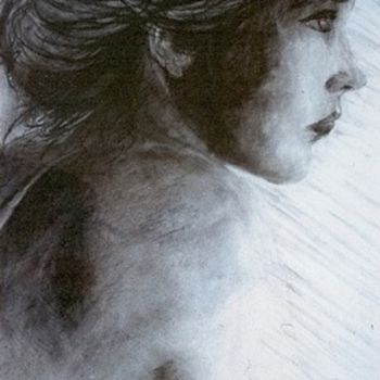 Рисунок под названием "thoughts.jpg" - Milla, Подлинное произведение искусства, Древесный уголь