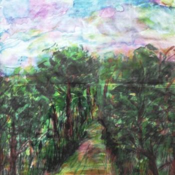 Painting titled "il-viale-di-montefe…" by Milla, Original Artwork, Watercolor