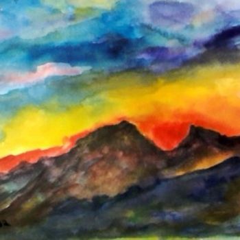 Pintura intitulada "tramonto.jpg" por Milla, Obras de arte originais, Aquarela