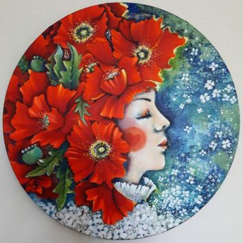 Painting titled "La fleur sauvage" by Millecouleurs, Original Artwork, Acrylic