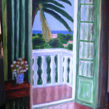 Pintura intitulada "Le balcon" por Pierre Bidaut, Obras de arte originais, Óleo Montado em Armação em madeira